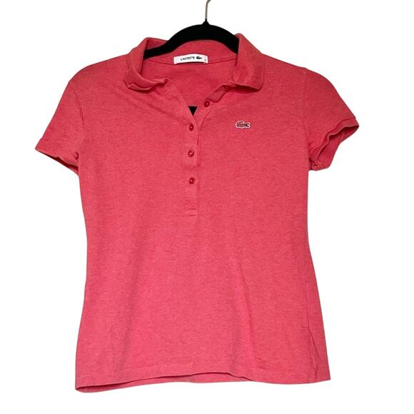 Lacoste Tops - Lacoste women’s coral pink short sleeve polo size 34